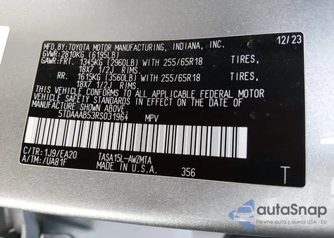 2024 Toyota Grand Highlander Xle from USA, damaged, VIN 5TDAAAB53RS031964